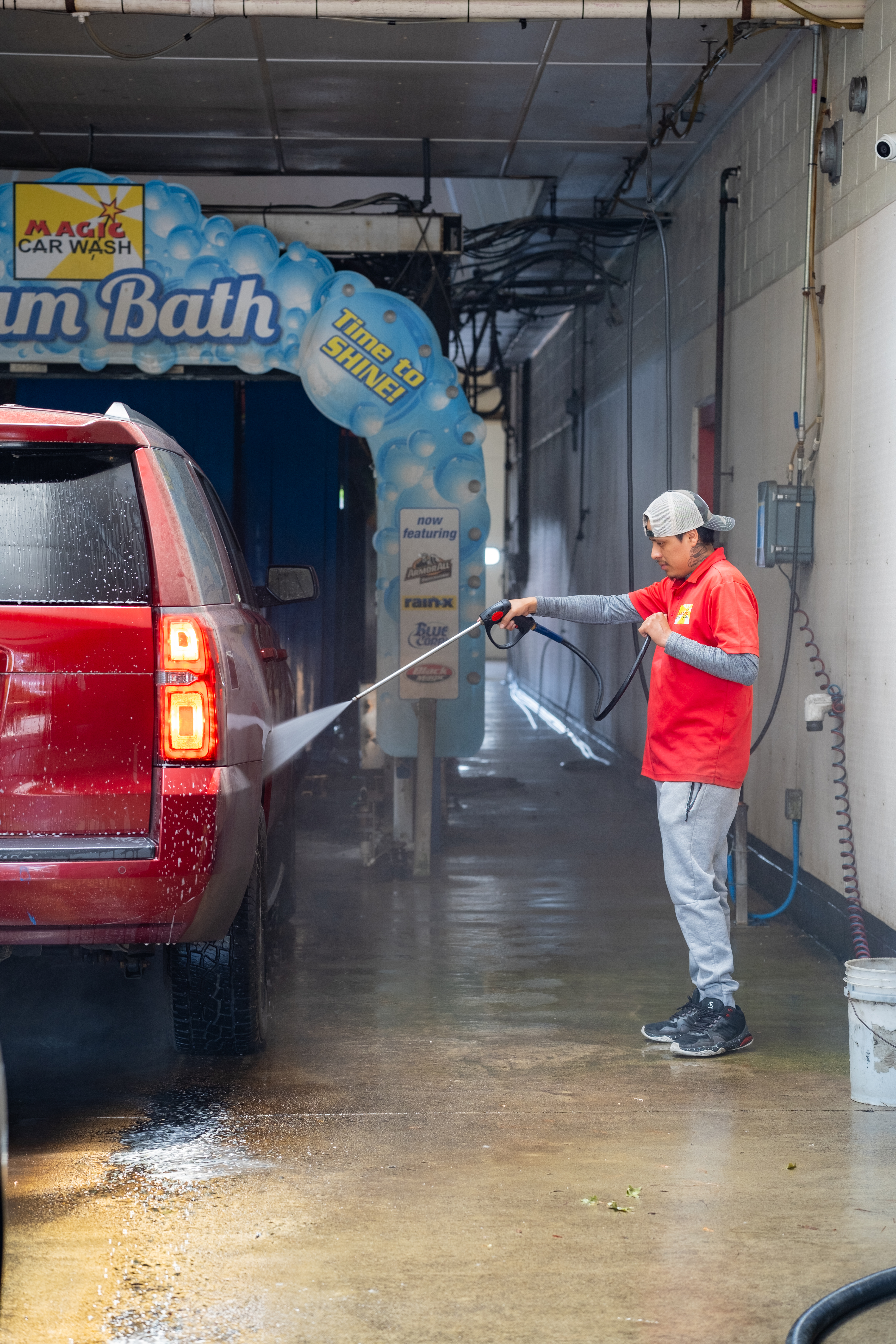 Magic Car Wash attendant at work